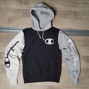 Champion Men's Black and Gray Hoodie